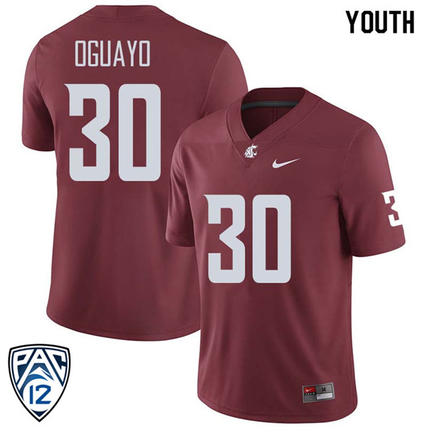 Youth #30 Nnamdi Oguayo Washington State Cougars College Football Jerseys Sale-Crimson